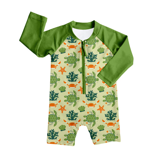 Baby Boys Turtle Long Sleeve One Piece Swimsuits preorder(moq 5)