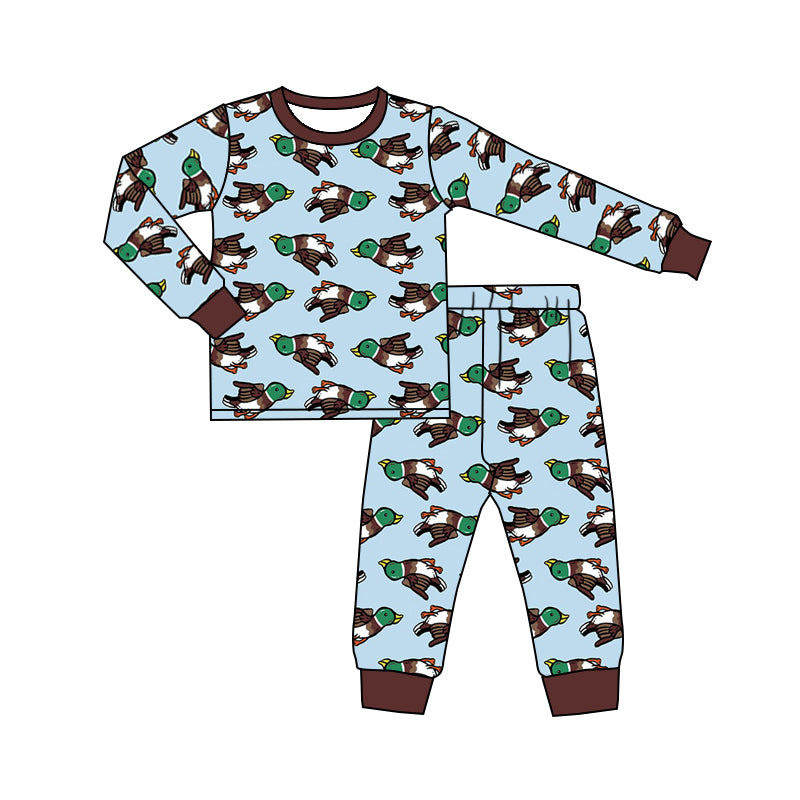 Baby Boys Long Sleeve Duck Tee Shirt Pants Pajamas Clothing Sets Preorder(moq 5)