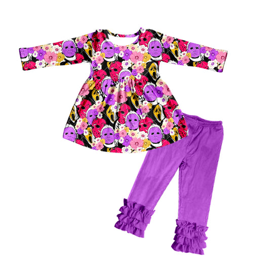 Baby Girls Purple Ghost Flowers Horrible Top Icing Pants Clothing preorder(moq 5)