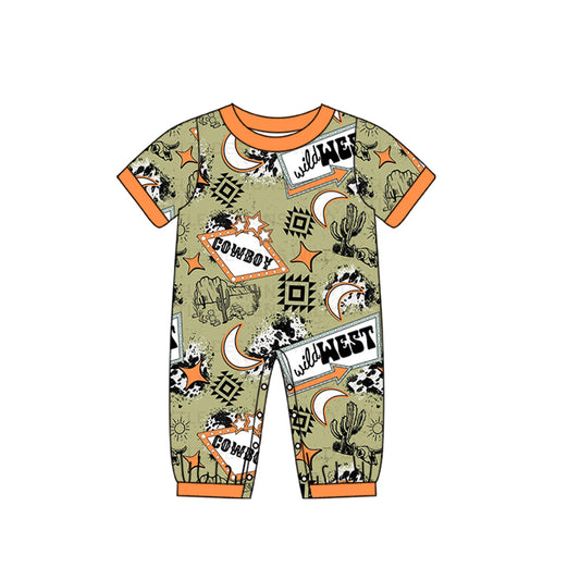 Baby Infant Boys Cowboy Short Sleeve Western Rompers preorder(moq 5)