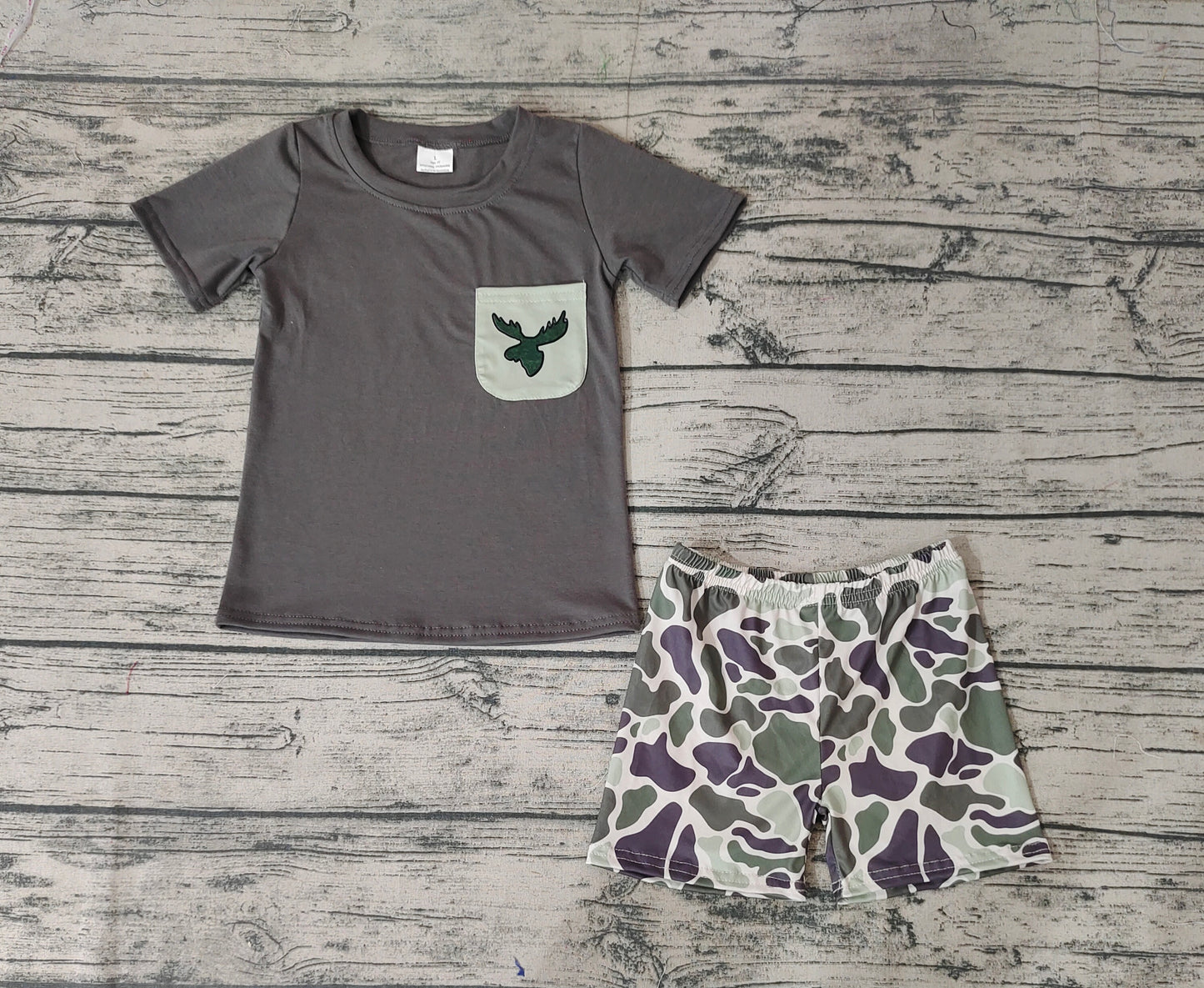 Baby Boys Camo Deer Pocket Shirt Shorts Clothes Sets