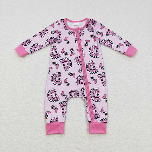 Baby Girls Western Boots Rainbow Zip Rompers