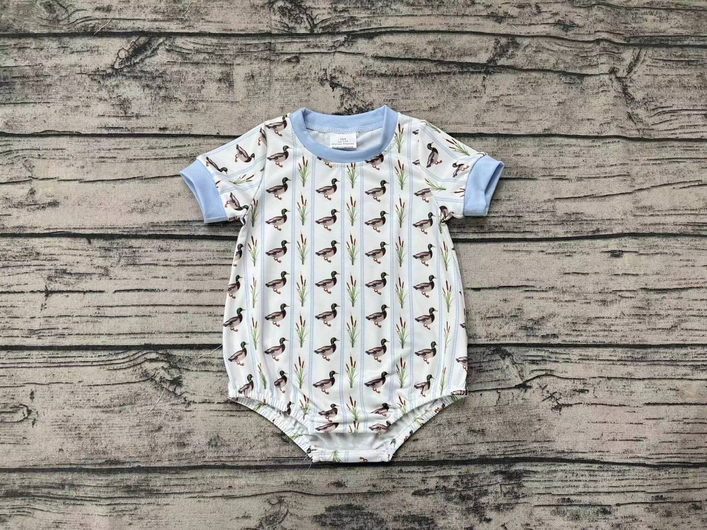 Baby Infant Boys Duck Stripes Short Sleeve Rompers