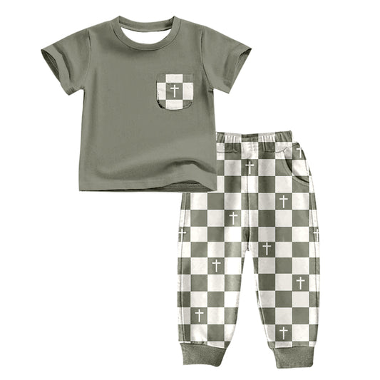 Baby Boys Pocket Shirt Pants 2pcs Jammies Clothes preorder(moq 5)