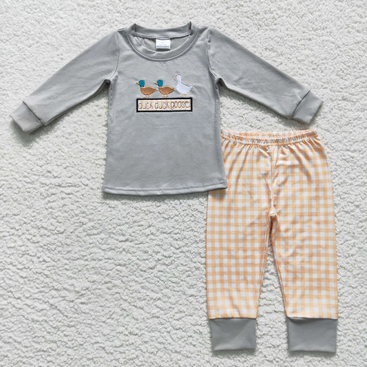 Baby Boys Duck Goose Shirt Pants Plaid Pants Clothes Sets