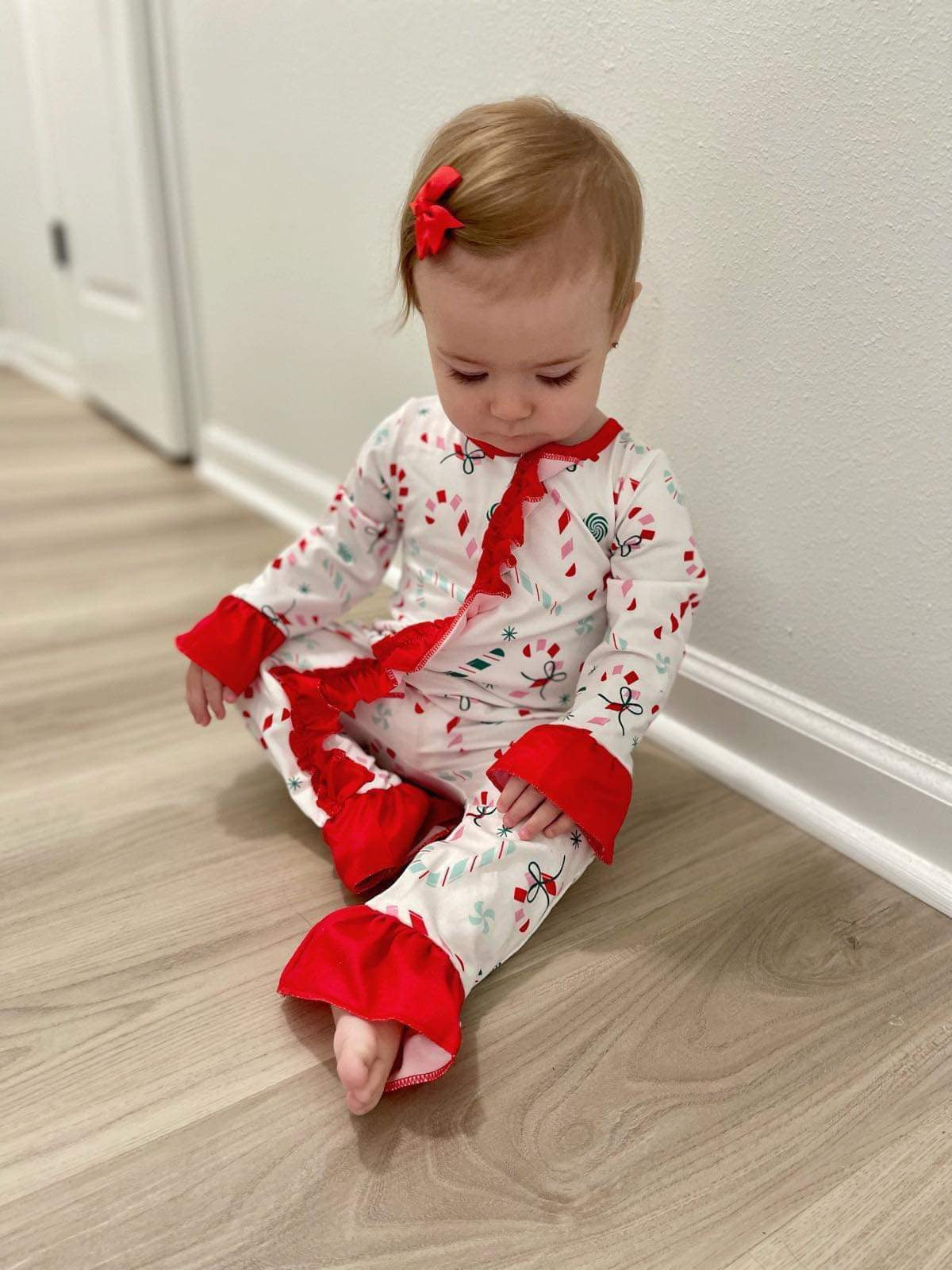 Baby Girls Christmas Candy Cane Rompers