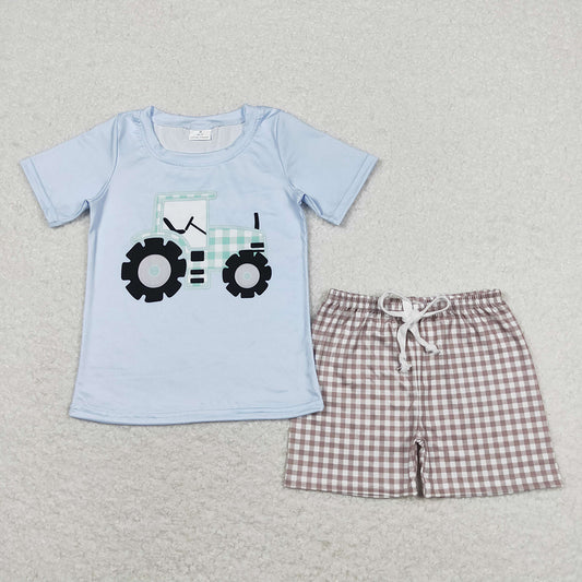 Baby Boys Farm Tractor Shirt Top Shorts Clothes Sets