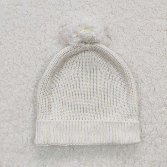 Baby Infant Toddlers White Woolen Ball Bernet Hats