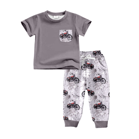 Baby Boys Motorbike Pocket Shirt Pants Clothes Sets Preorder(moq 5)