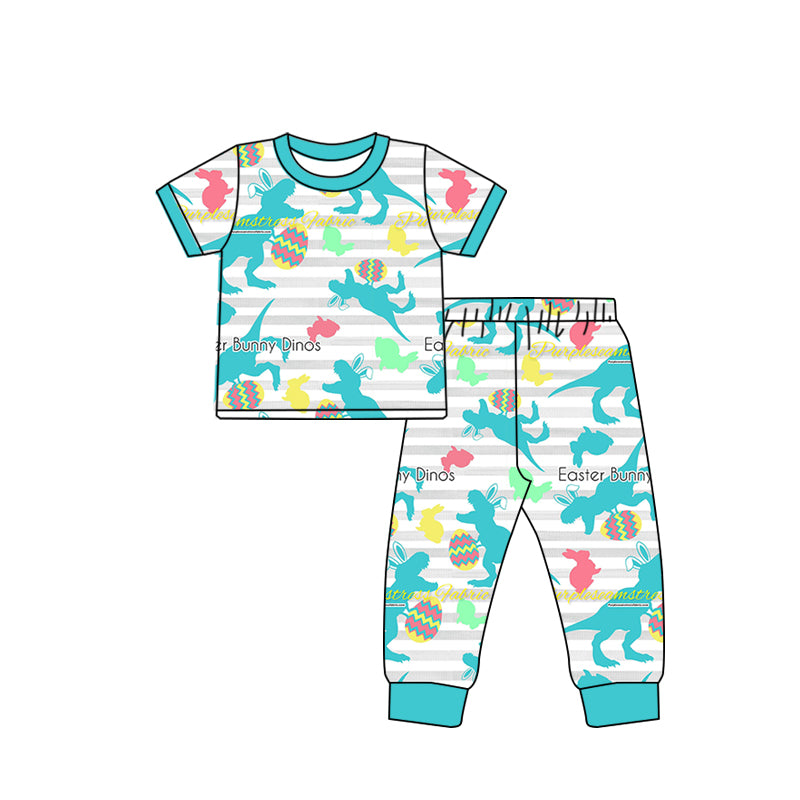 Baby Boys Dinosaur Easter Tee Shirt Pants Pajamas Sets Preorder(moq 5)