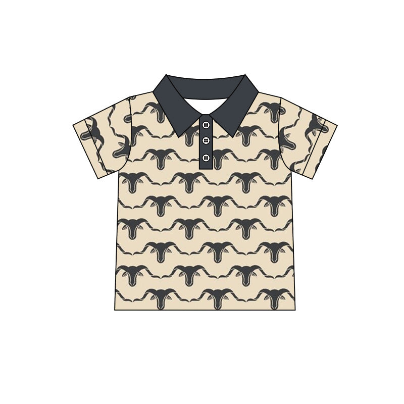 Baby Boys Western Cows Buttons Short Sleeve Polo Shirts Tops Preorder(moq 5)