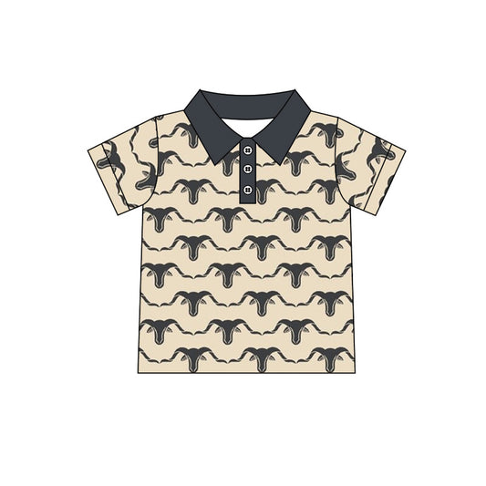 Baby Boys Western Cows Buttons Short Sleeve Polo Shirts Tops Preorder(moq 5)