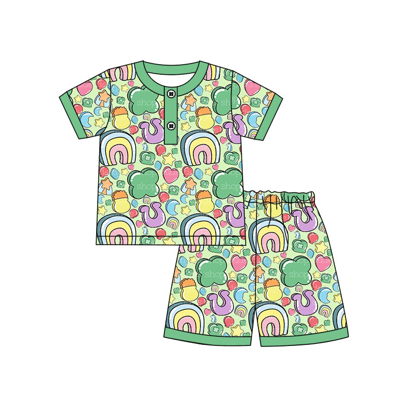 Baby Boys St Patrick Day Rainbow Shirt Shorts Clothes Sets Preorder(moq 5)