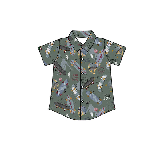 Baby Boys Skateboarding Short Sleeve Button Up Shirts Preorder(moq 5)