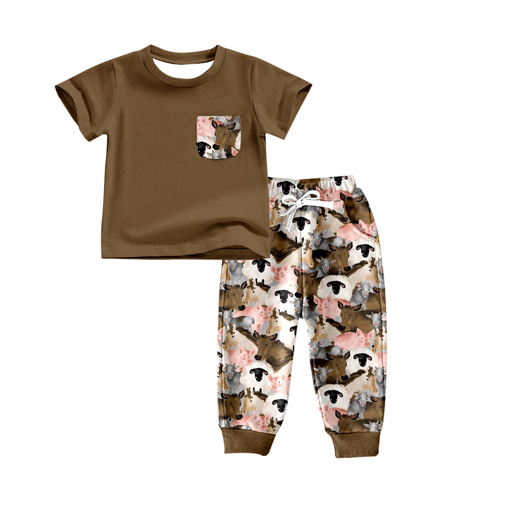 Baby Boys Animal Farm Tee Bottom Pants Clothes Sets preorder(moq 5)