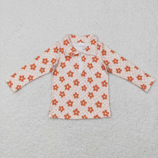 Baby Girls Flowers Long Sleeve Zip Pullovers Tops