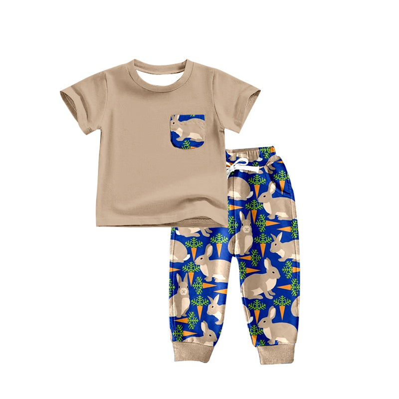 Baby Boys Easter Rabbit Carrot Tee Bottom Pants Clothes Sets preorder(moq 5)
