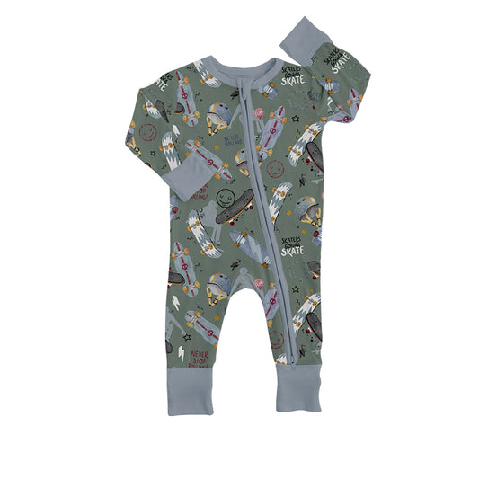 Baby Boys Skateboarding Long Sleeve Zip Rompers preorder(moq 5)