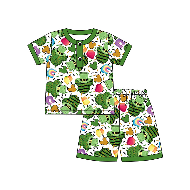 Baby Boys St Patrick Day Cartoon Shirt Shorts Clothes Sets Preorder(moq 5)