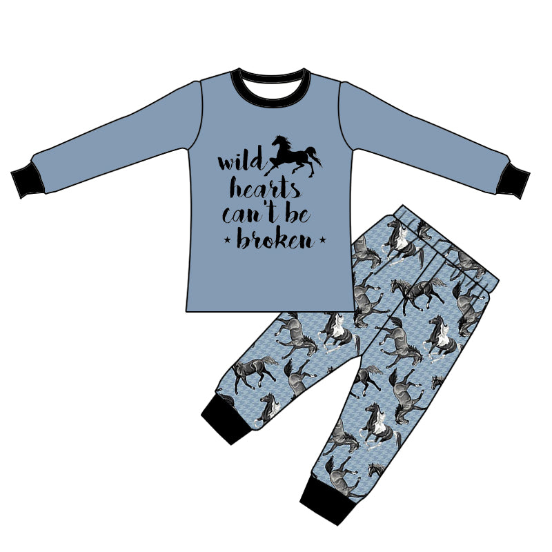 Baby Boys Wild Hearts Western 2pcs Pajamas Clothing Sets preorder(moq 5)