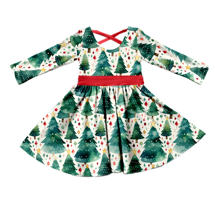 Baby Girls Christmas Tree Twirl knee length Dresses preorder(moq 5)