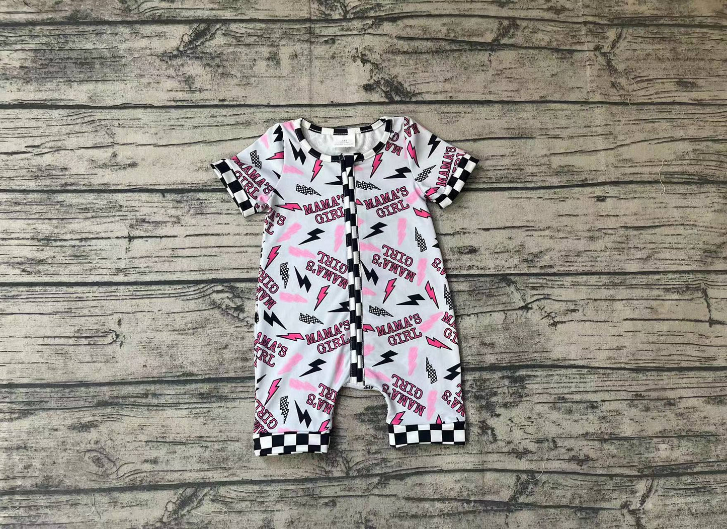 Baby Infant Girls Mama's Girl Zip Short Sleeve Rompers