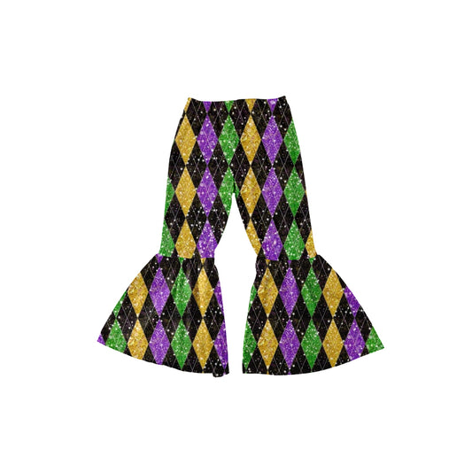 Baby Girls Mardi Gras Aztec Bell Bottom Pants preorder(moq 5)