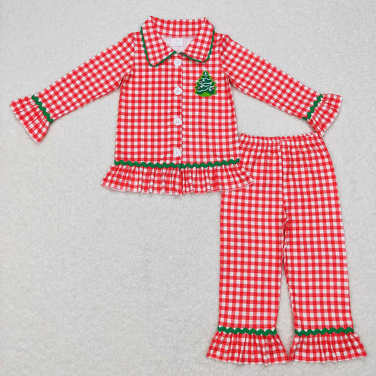 Baby Girls Christmas Tree Buttons Top Pants Pajamas Clothes Sets