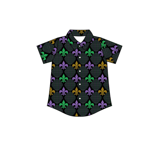 Baby Boys Mardi Gras Buttons Short Sleeve Shirts Preorder(moq 5)