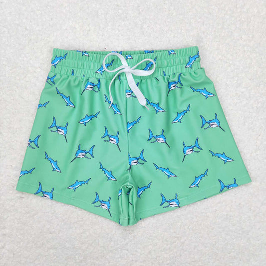 Baby Boys Summer Green Shark Trunks Swimsuits Swimwear