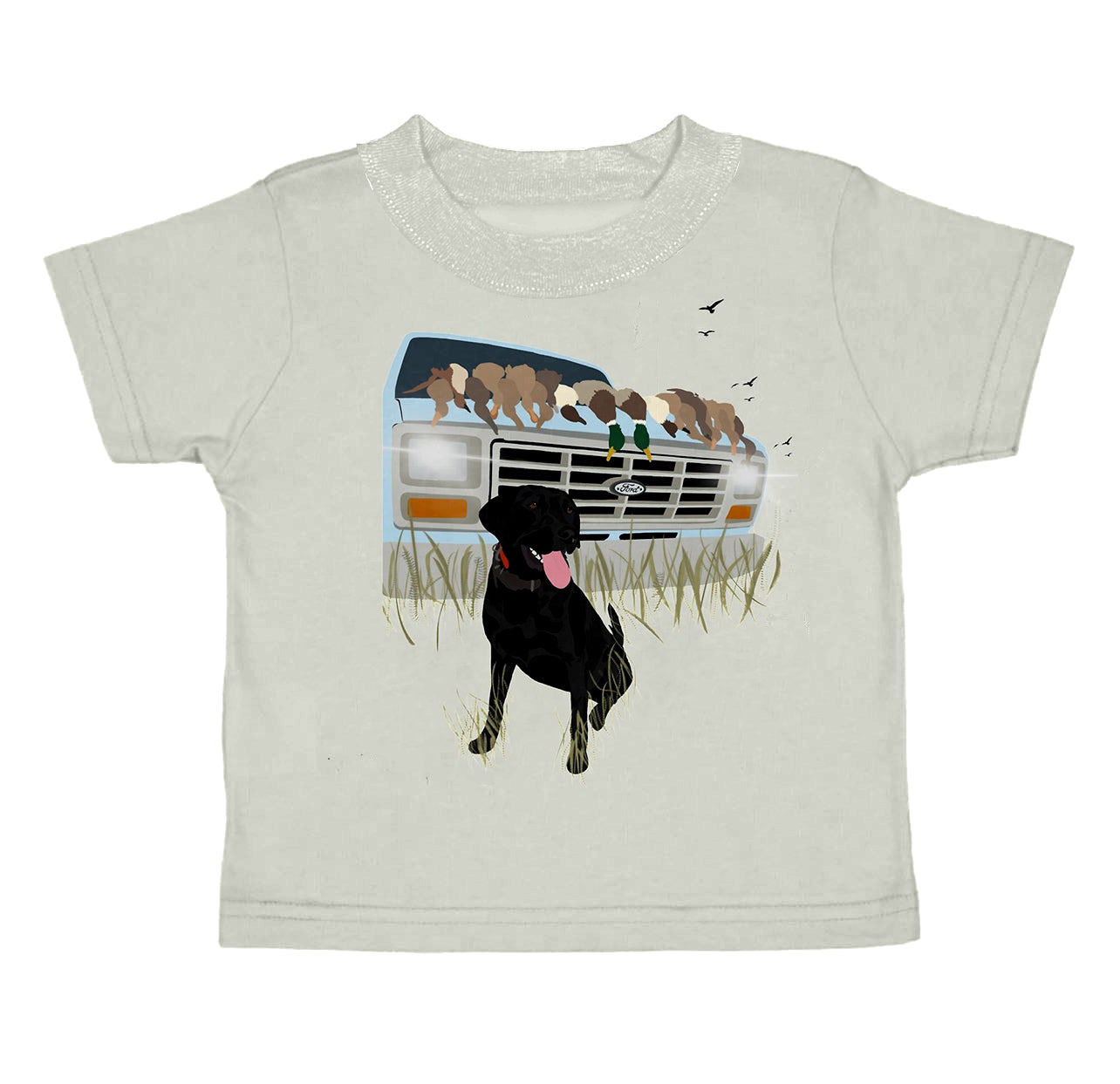 Baby Boys Grey Dog Duck Hunting Tee Shirts Tops Preorder(moq 5)