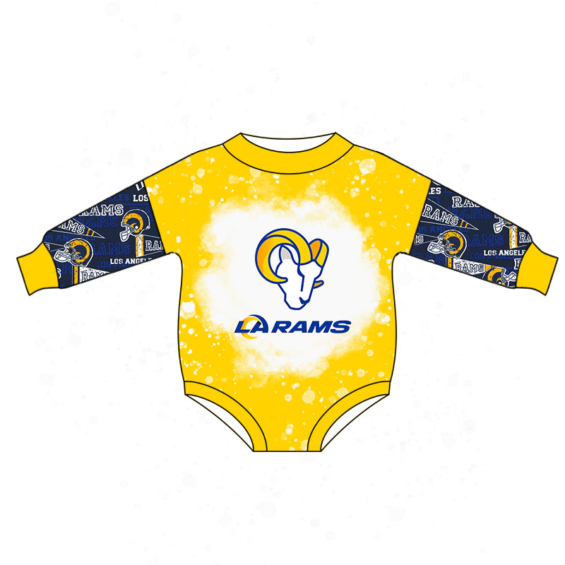 Baby Girls Mustard RA Team Long Sleeve Rompers preorder(moq 5)