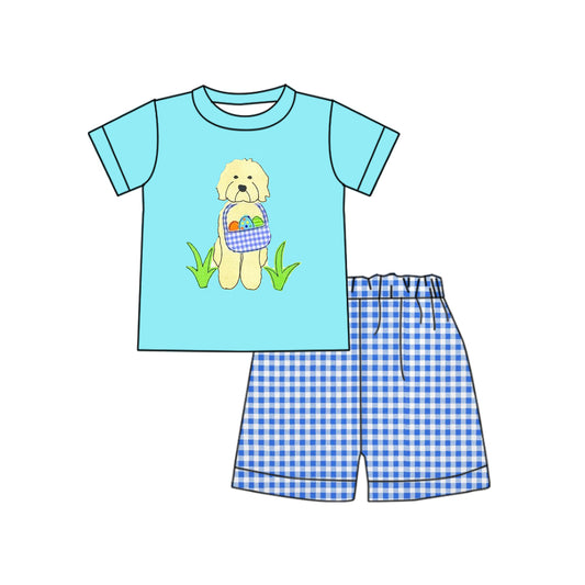 Baby Boys Easter Dog Eggs Shirts Top Shorts Clothes Sets Preorder(moq 5)