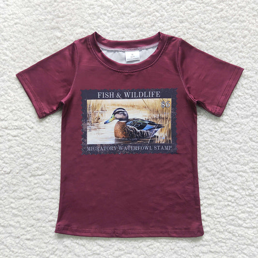 Baby Boys Hunting Duck Top Wine Tee Shirts