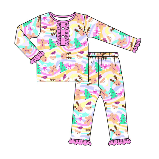 Baby Girls Christmas Pink Santa Jammies Clothing preorder(moq 5)
