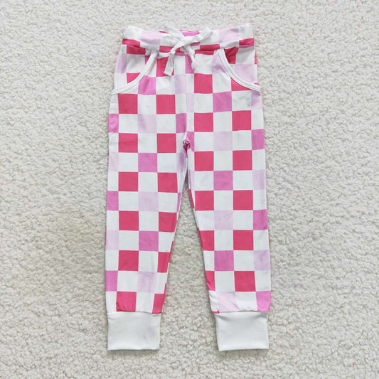 Baby Girls Pink Checkered Bottom Pants