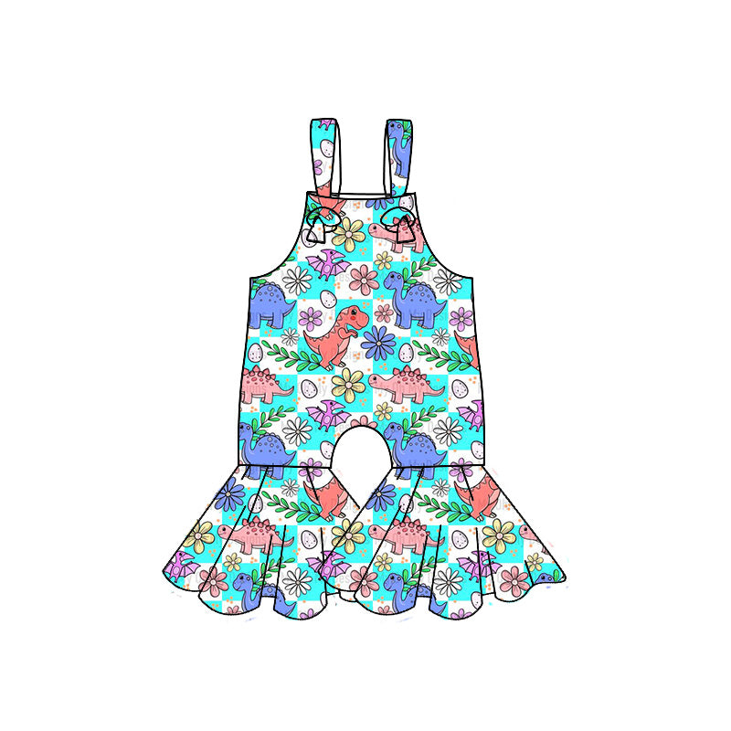 Baby Girls Dinosaur Flowers Straps Bell Pants Jumpsuits Preorder(moq 5)