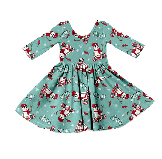 Baby Girls Christmas Snowman knee length Dresses preorder(moq 5)