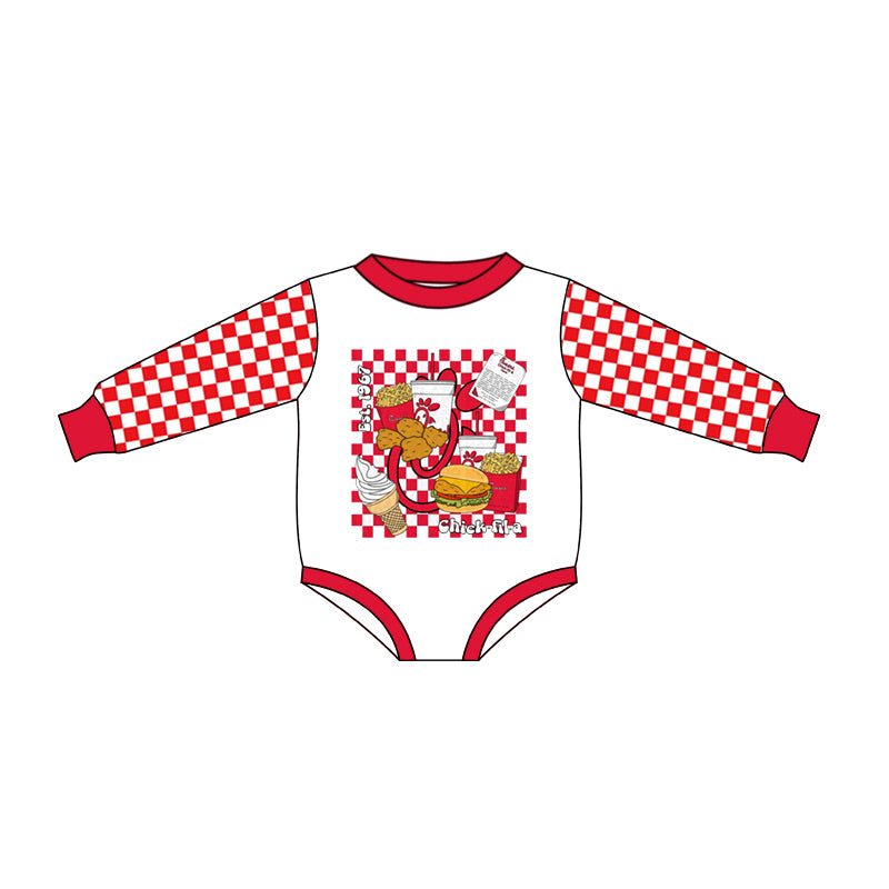 Baby Infant Long Sleeve Red Hambergur Rompers preorder(moq 5)