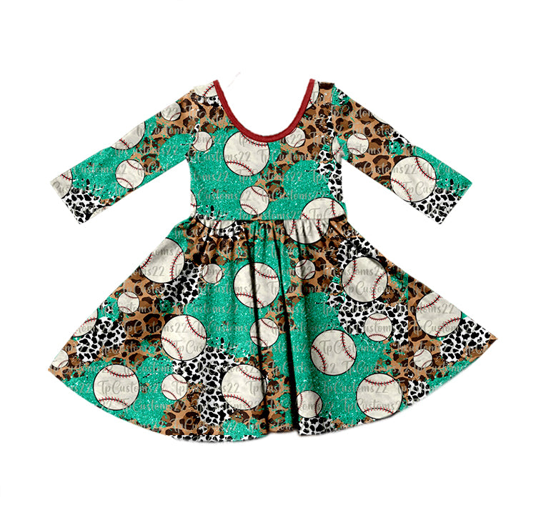 Baby Girls Fall Softball Long Sleeve Dresses preorder(moq 5)