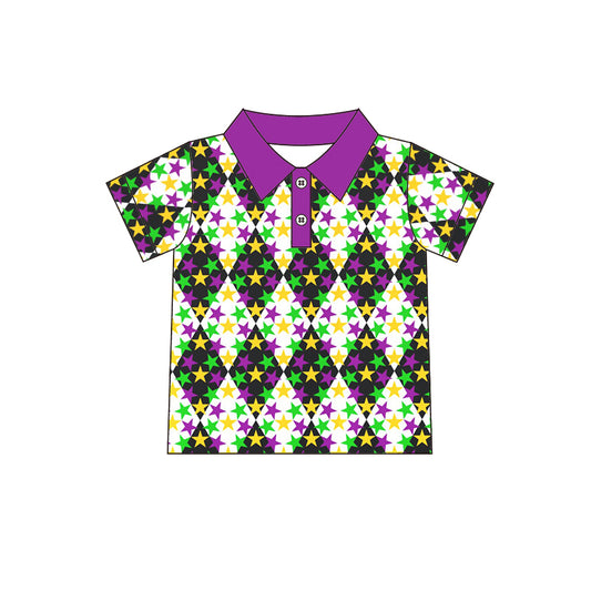 Baby Boys Mardi Gras Stars Buttons Shirts Tops preorder(moq 5)