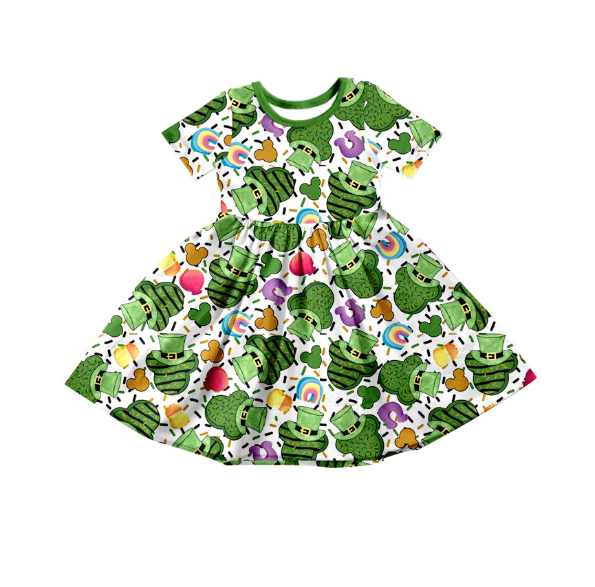 Baby Girls St Patrick Day Cartoon Knee Length Dresses Preorder(moq 5)