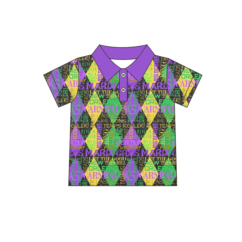 Baby Boys Mardi Gras Aztec Buttons Shirts Tops preorder(moq 5)