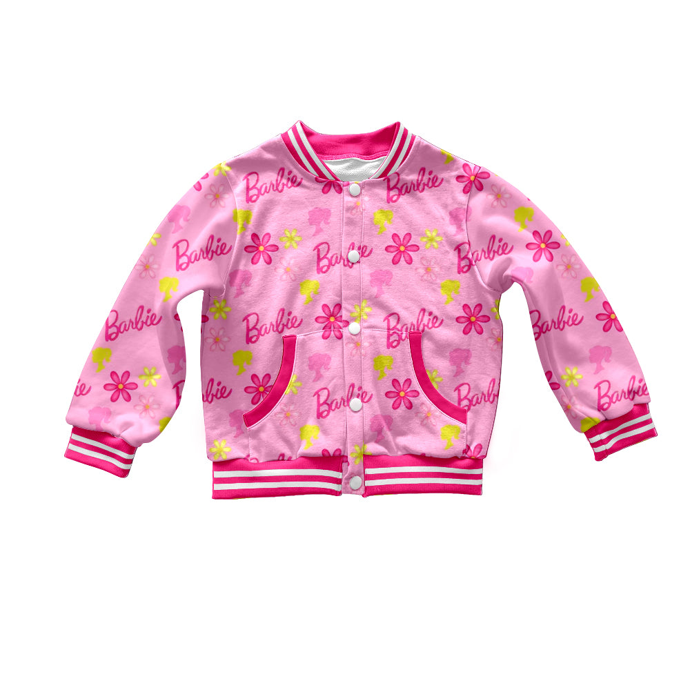 Baby Girls Pink Flowers Doll Fall Milk Silk Cardigan Tops Jackets preorder(moq 5)