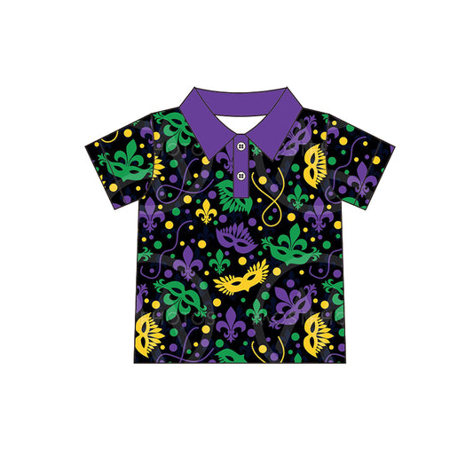 Baby Boys Mardi Gras Masks Buttons Shirts Tops preorder(moq 5)