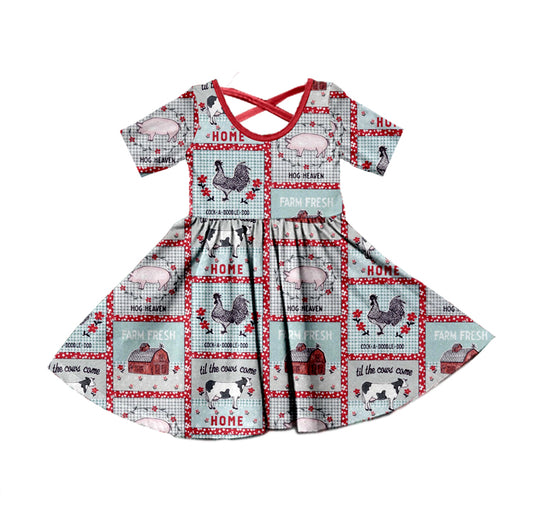 Baby Girls Farm Chicken Long Sleeve Knee Length Dresses preorder(moq 5)