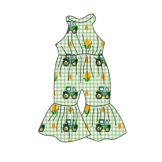 Baby Girls Green Tractors Bell Pants Jumpsuits preorder(moq 5)