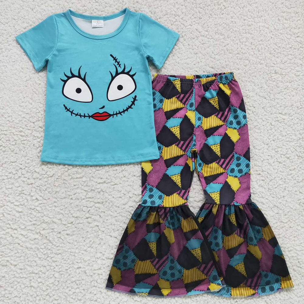 Baby Girls Halloween Face Shirt Ruffle Bell Pants Clothes Sets