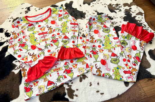 Baby Girls Christmas Frog Pants Pajamas Clothing Sets