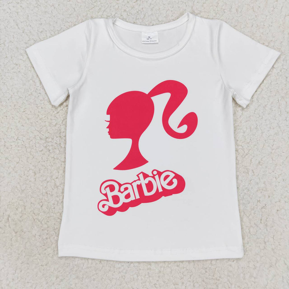 Baby Girls White Doll Short Sleeve Tee Shirt Tops